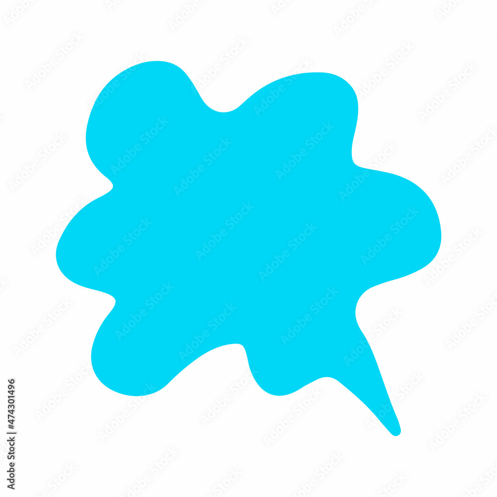 Text bubble. Hand drawn vector bubble templates for text messages. Colorful cartoon sticker isolated on the white background. Doodle text speech form templates. Blank empty blue speech bubble.