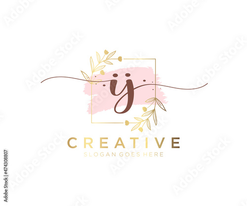 Initial AIJA feminine logo. Usable for Nature, Salon, Spa, Cosmetic and Beauty Logos. Flat Vector Logo Design Template Element. photo