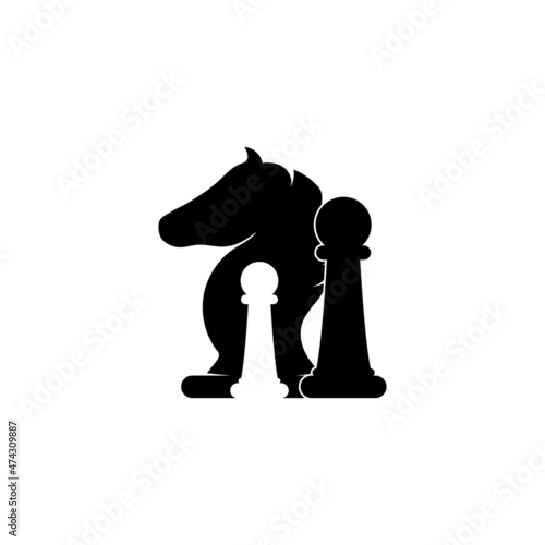 Chess pieces vector illustration. Chess Pieces: King, Knight, Rook, Pawns on a chessboard.