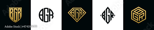 Initial letters BGR logo designs Bundle