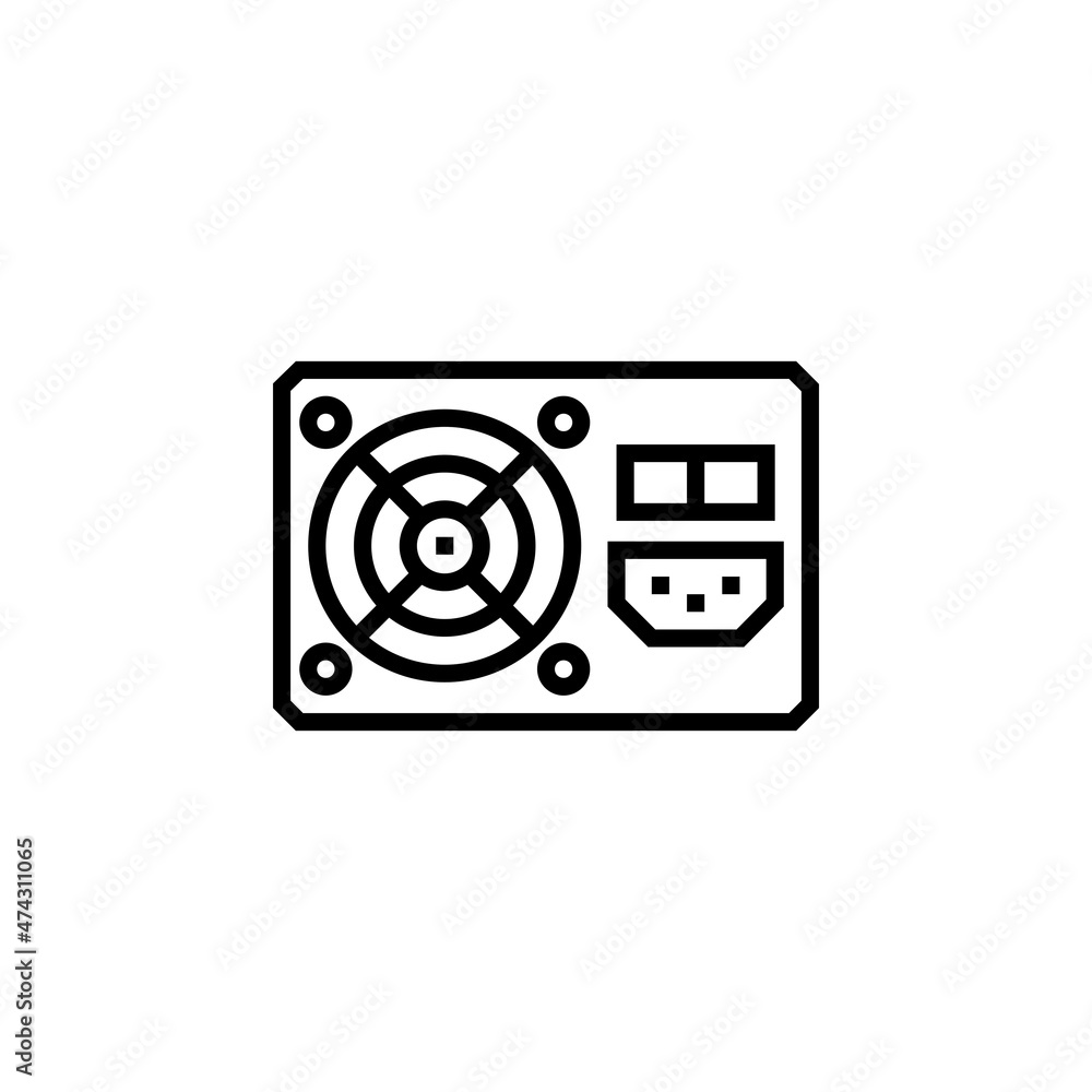 power supply vector icon. computer component icon outline style. perfect use for logo, presentation, website, and more. simple modern icon design line style power supply vector icon. computer component icon outline style. perfect use for logo, presentation, website, and more. simple modern icon design line style