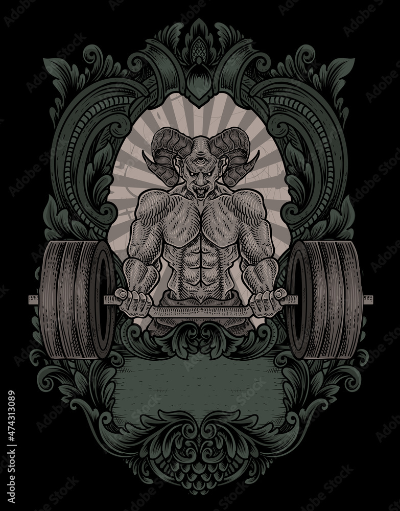 illustration demon bodybuilder gym fitness illustration demon bodybuilder gym fitness