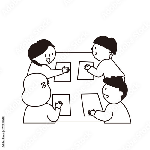 Vector illustrations of children discussing.