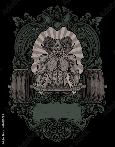 illustration demon bodybuilder gym fitness