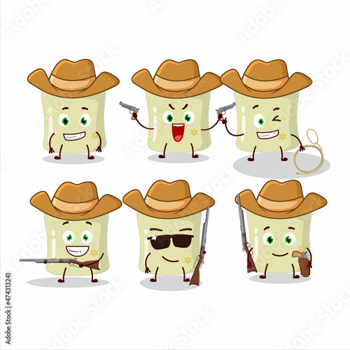 Cool cowboy banana marshmallow cartoon character with a cute hat