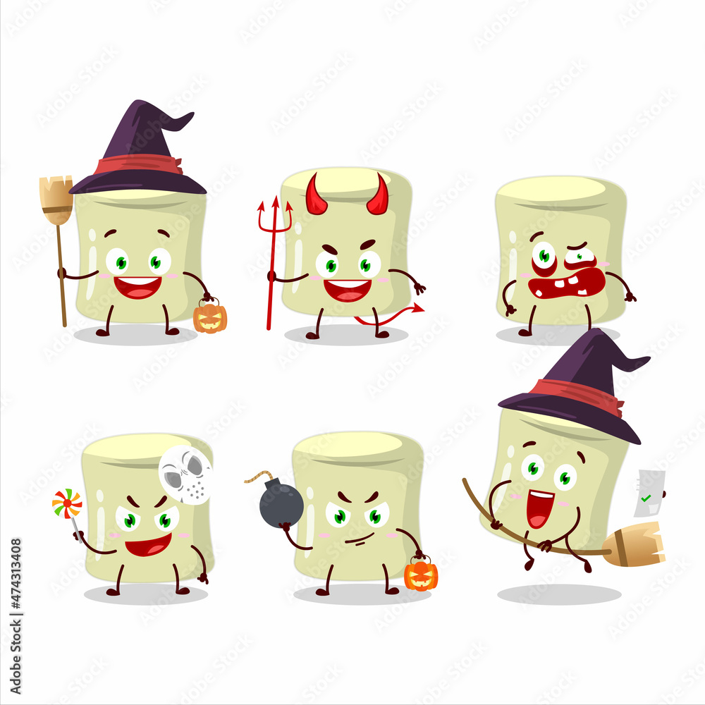 Halloween expression emoticons with cartoon character of banana marshmallow Halloween expression emoticons with cartoon character of banana marshmallow