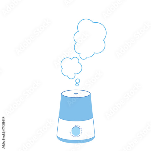 水蒸気を出す小型加湿器のイラスト