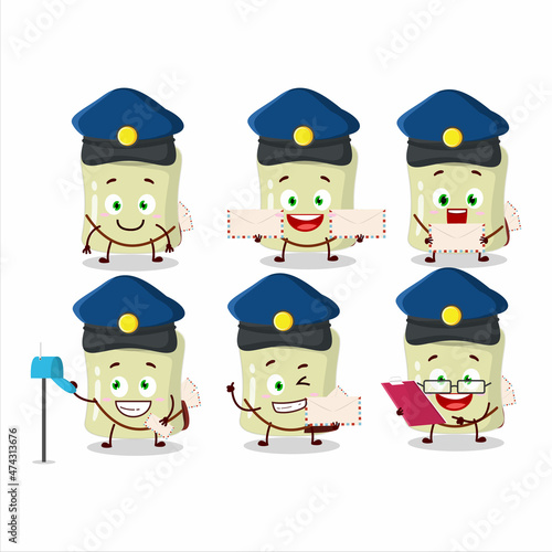 A picture of cheerful banana marshmallow postman cartoon design concept