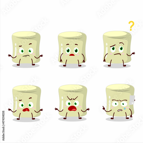 Cartoon character of banana marshmallow with what expression