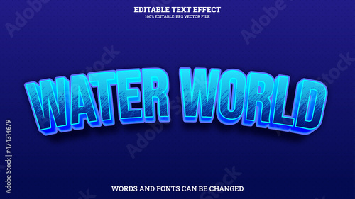 Water World 3D Text Style Effect Editable