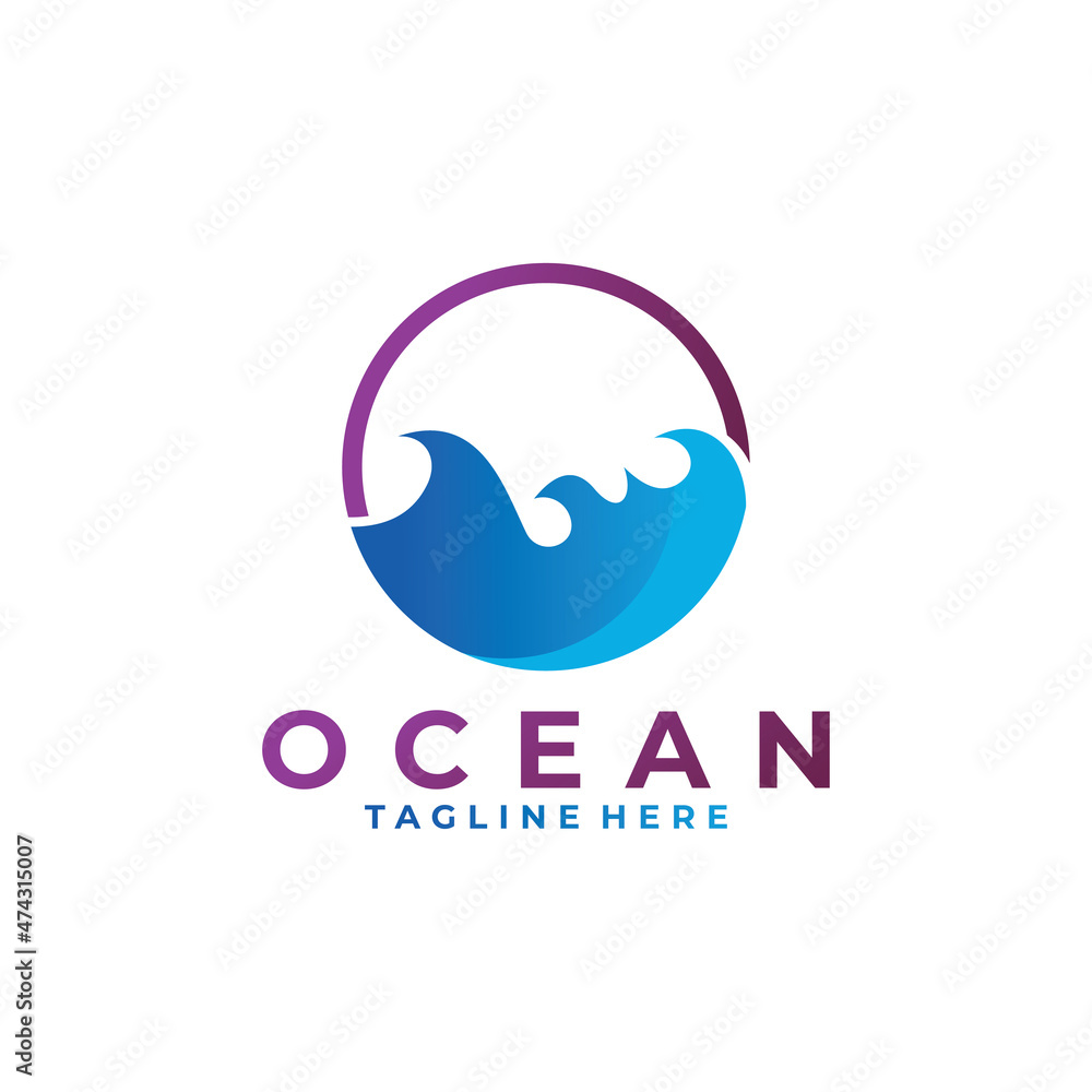 Naklejka premium ocean wave logo icon