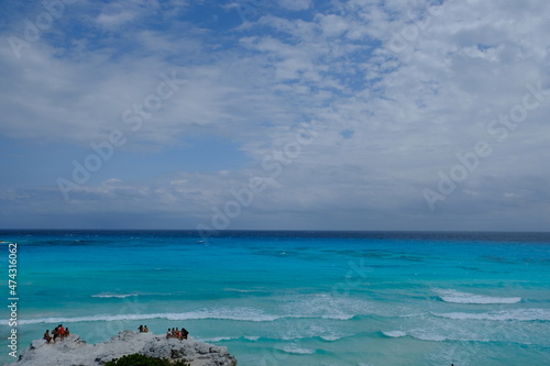 Mexico Punta Cancun Zona Hotelera - Playa chac mool - Chac Mool Beach panoramic view photo