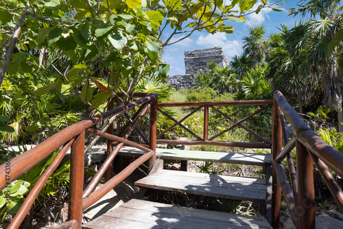 Wallpaper Mural Temple of the God of Wind in Tulum Archaeological Zone with Mayan pyramids and ruins located on the scenic ocean shore of Quintana Roo province. Torontodigital.ca