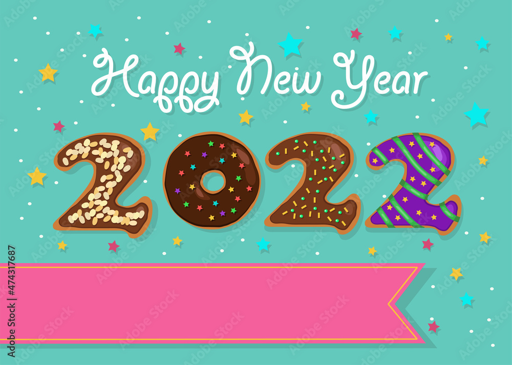 Fototapeta premium Donuts New Year 2022