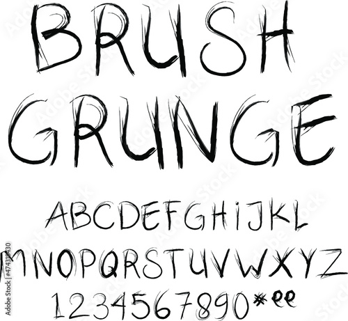 Grunge brush stroke alphabet hand drawn