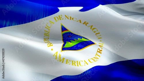 Nicaraguan flag. 3d Nicaragua sign waving video. Flag of Nicaragua seamless loop animation. Nicaraguan flag silk HD resolution Background. Nicaragua flag Closeup 1080p HD video for Independence Day,Vi photo