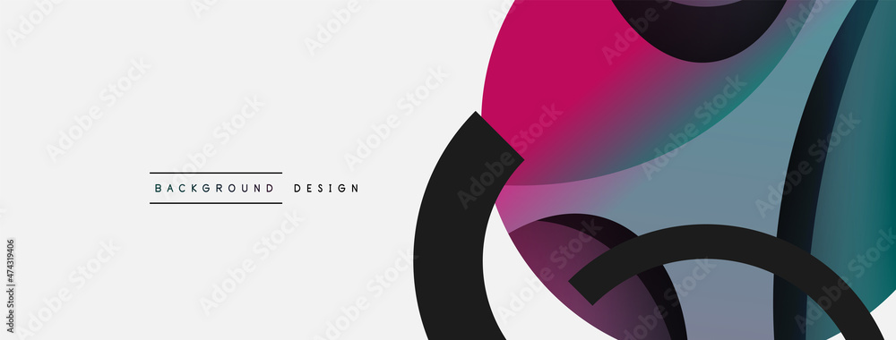 Obraz premium Creative geometric wallpaper. Minimal abstract background. Circle and wave composition vector illustration for wallpaper banner background or landing page
