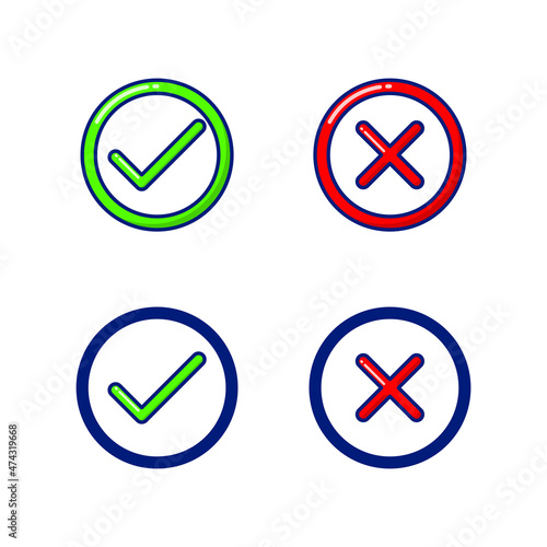Free Download Round check mark and cross symbols icon illustration - GFXLoad