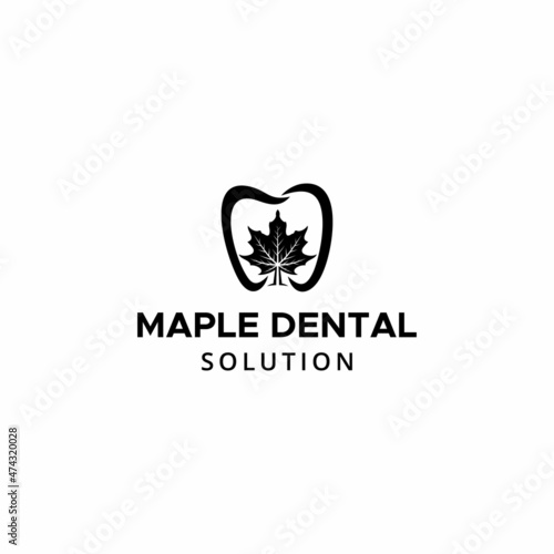Dental Care Logo, Maple illustration with exclusive dental logo design