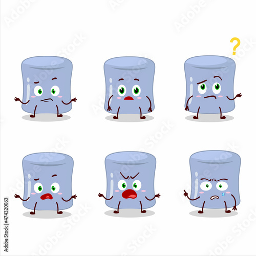Cartoon character of blueberry marshmallow with what expression