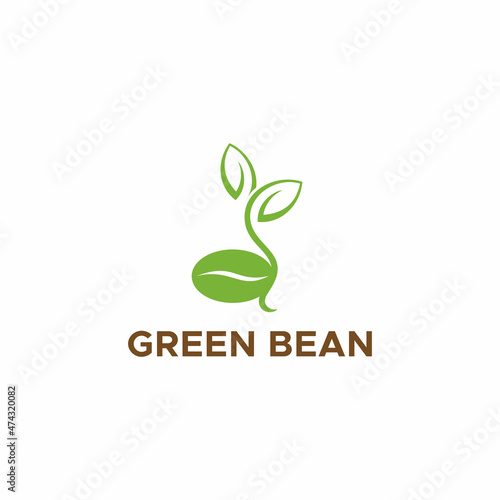 Coffee bean logo design illustration, coffee bean icon. Isolated on a white background