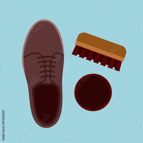 Shoe brush cleaning concept vector illustration. Shoe polish.