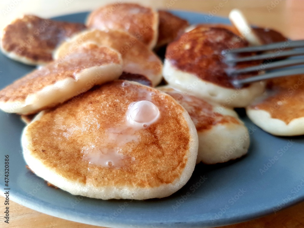 Breakfast pancakes with condensed milk