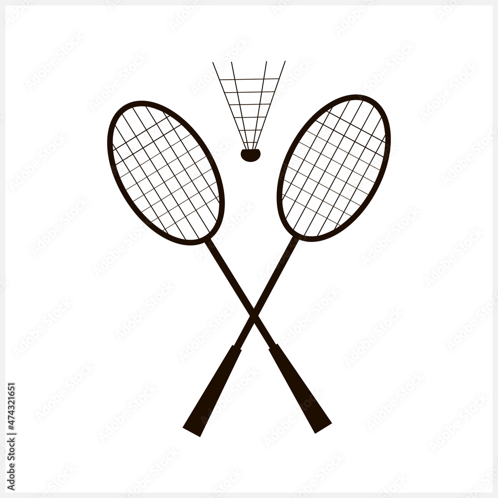 Badminton icon isolated. Silhouettes rackets and shuttlecocks. Vector stock illustration. EPS 10 Badminton icon isolated. Silhouettes rackets and shuttlecocks. Vector stock illustration. EPS 10