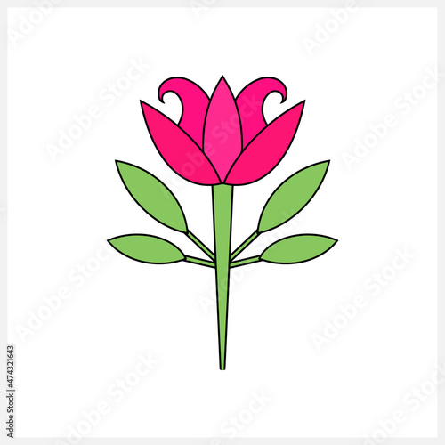 Lotus or tulip flower doodle icon isolated. Sketch clip art. Vector stock illustration. EPS 10