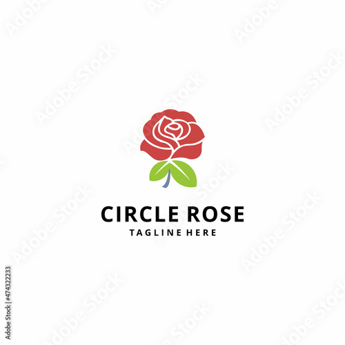 Abstract red rose flower icon silhouette vector illustration