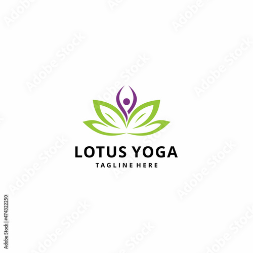 human meditation yoga logo in lotus flower vector illustration