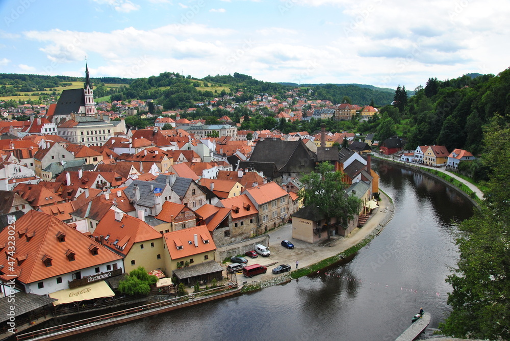 Cesky Krumlov ,Czech Republic Abstract cityscape view of Cesky Krumlov town