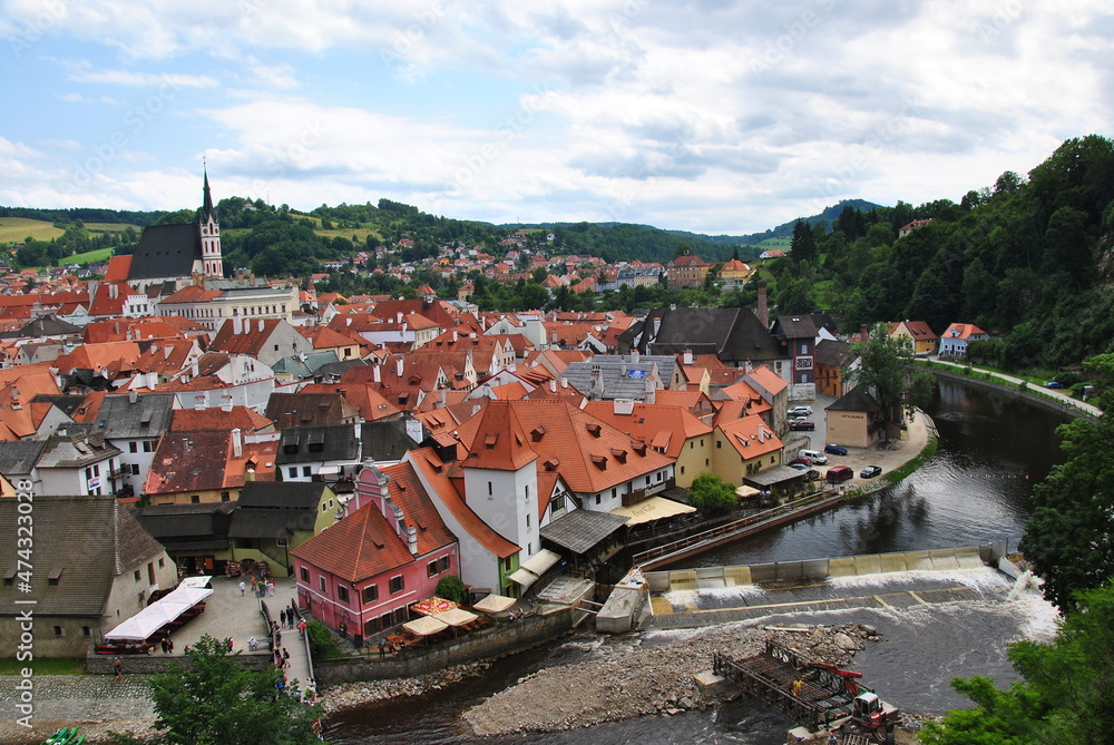 Cesky Krumlov ,Czech Republic Abstract cityscape view of Cesky Krumlov town