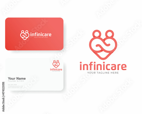 Mothercare, Care Foundation, HealthCare Logo with Infinity Love Shapes Vector