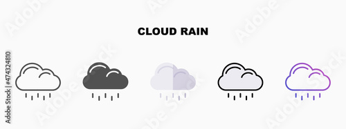 Cloud Rain icon set with different styles. Icons designed in outline, flat, glyph, line colored and gradient. Can be used for web, mobile, ui and more. Enjoy this icon for your project. photo