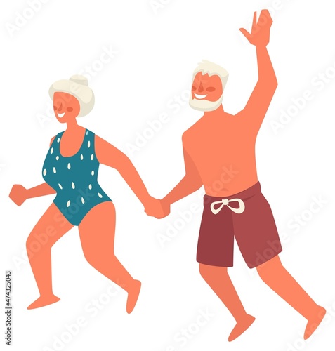 Senior people having fun, elder man and woman