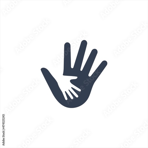father and son hand together, parenthood hope to son pictogram logo flat style graphic design vector © AndiMuhammadHasbi