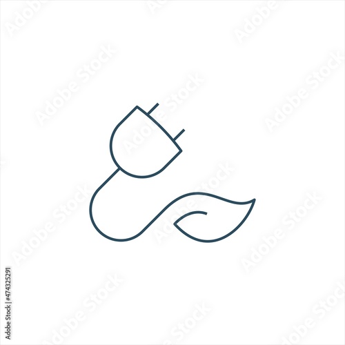 eco power plug logo icon line style graphic design vector