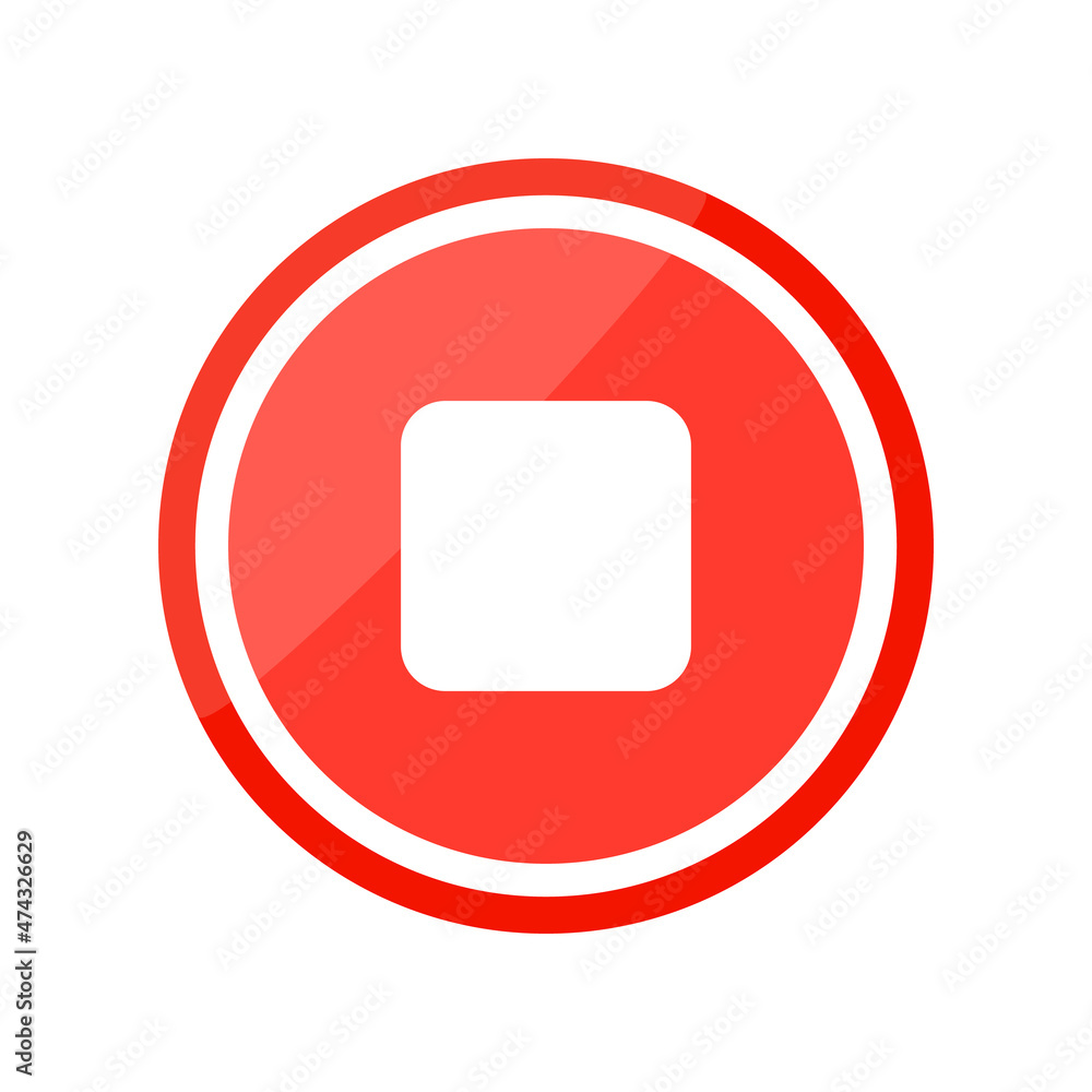 Stop button icon. Web icon used for videos and music. vector. Stop button icon. Web icon used for videos and music. vector.