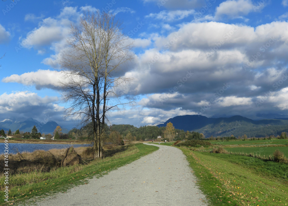 Sun and clouds at the Pitt Meadows dykes