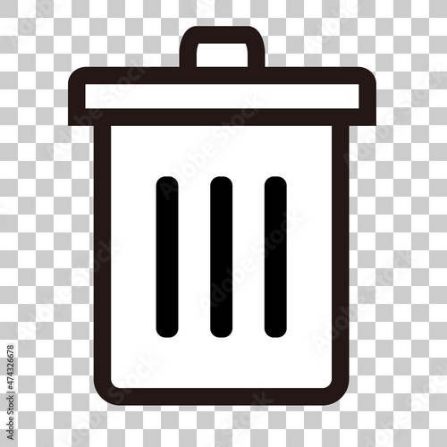 Simple trash can icon. Background transparent vector.