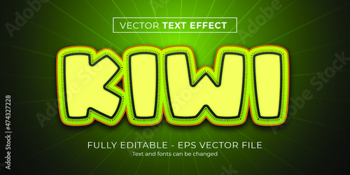 Kiwi green text effect editable fruit and natural text style