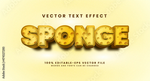 Sponge 3D text effect. Editable text style effect suitable for washing needs.