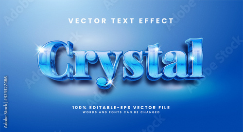 Crystal 3D text effect. Editable text style effect with glossy theme.