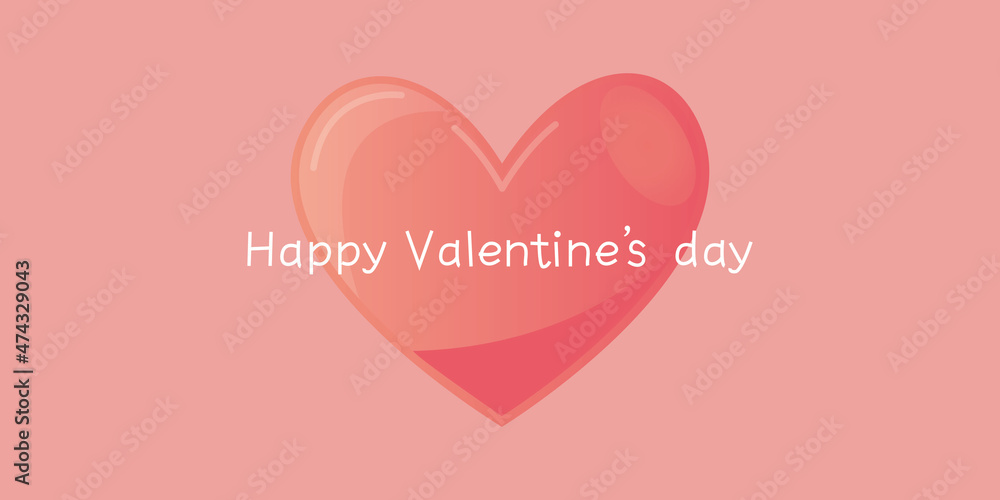 Valentine's day concept illustration. 3D Heart and Happy Valentine's day lettering for banner, background, frame and graphic design. Vector illustration. 