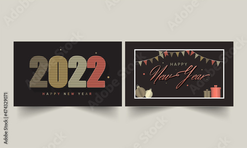 2022 Happy New Year Banner Design In Two Options.