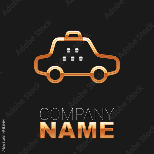 Line Taxi car icon isolated on black background. Colorful outline concept. Vector