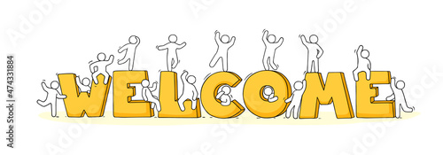 cute miniature scene with message Welcome