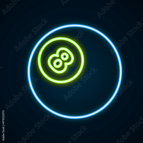 Glowing neon line Billiard pool snooker ball with number 8 icon isolated on black background. Colorful outline concept. Vector