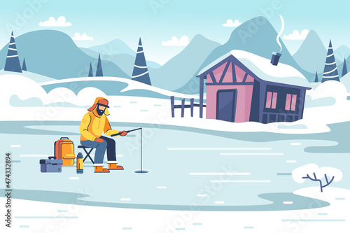 Winter fishing on the lake